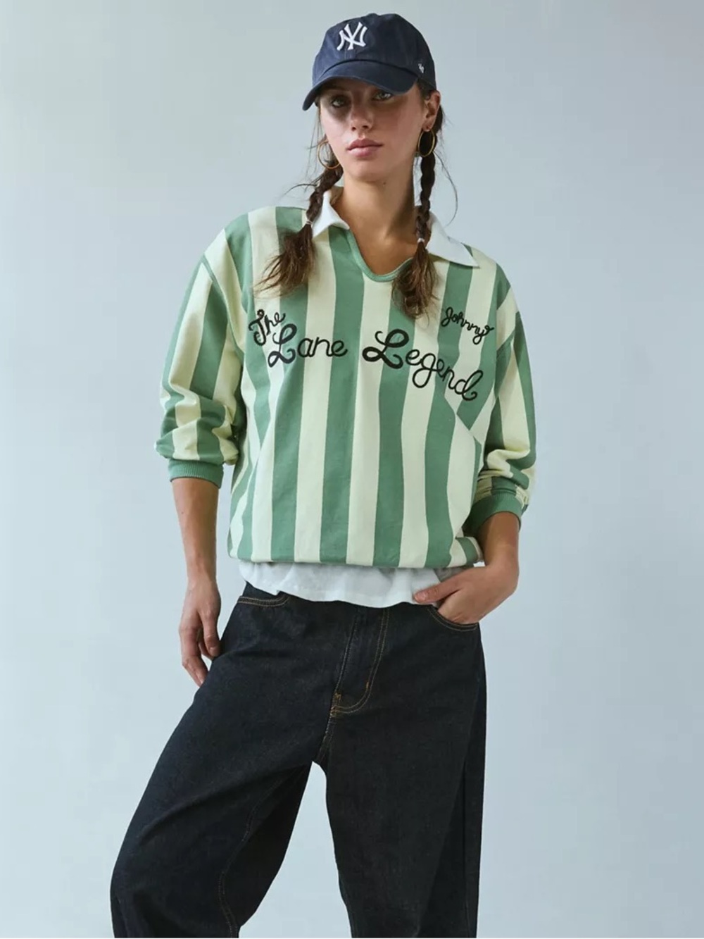 BDG Lane Legend Embroidered Graphic Collared Pullover